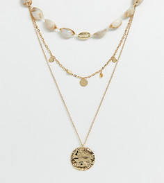 Золотистое многорядное ожерелье с подвесками-ракушками из каучука Liars & Lovers - Золотой