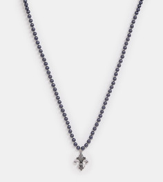 Ожерелье из бусин с подвеской королевская лилия Reclaimed Vintage inspired эксклюзивно для ASOS - Серебряный