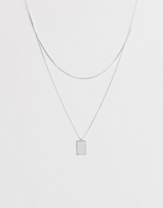 Серебристое ожерелье с квадратной подвеской Weekday - Серебряный