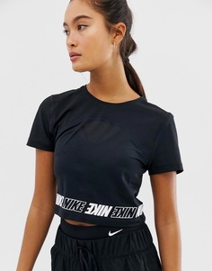Черный кроп-топ с сетчатой вставкой Nike Training - Черный