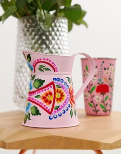 Раскрашенный вручную розовый небольшой кувшин-ваза Ian Snow - Мульти
