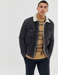 Черная выбеленная джинсовая куртка с искусственным мехом Levis fegin - Черный