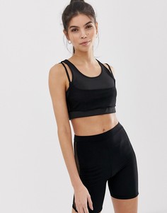 Черные спортивный кроп-топ со спиной-борцовкой Missguided - Черный