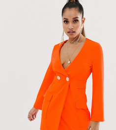 Платье-смокинг с пуговицами ASOS DESIGN Petite - Оранжевый