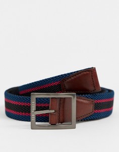 Темно-синий двусторонний тканый ремень Ted Baker Greep - Темно-синий