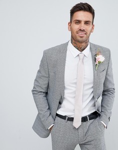 Серый приталенный пиджак в мелкую клетку River Island - Черный