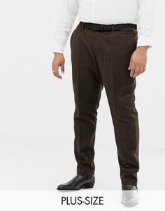 Коричневые брюки слим из донегаля с добавлением шерсти Gianni Feraud Plus - Коричневый