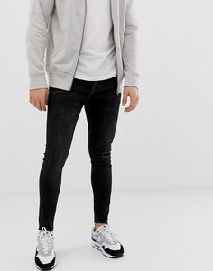 Черные джинсы скинни с рваной отделкой на коленях Bershka Join Life - Черный