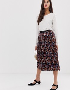 Юбка миди с плиссировкой и платочным узором Y.A.S - Черный