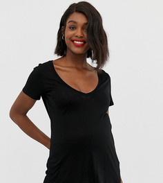 Черная футболка с короткими рукавами и V-образным вырезом ASOS DESIGN Maternity - Черный