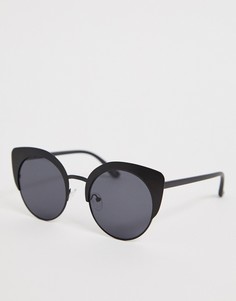 Солнцезащитные очки кошачий глаз в матовой черной оправе ASOS DESIGN - Черный