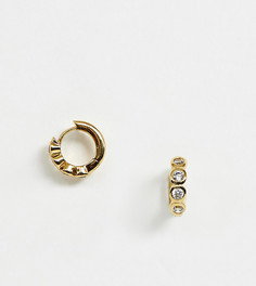 Позолоченные серьги-кольца с кристаллами Orelia - Золотой