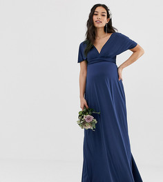 Эксклюзивное темно-синее платье-трансформер макси для подружки невесты TFNC Maternity - Темно-синий
