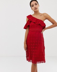 Асимметричное кружевное платье миди Dolly & Delicious - Красный