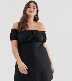 Сарафан мини с открытыми плечами и сборками на груди ASOS DESIGN Curve - Черный