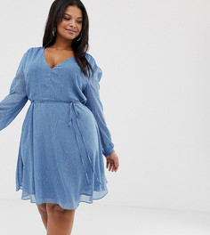 Чайное платье в горошек с поясом Glamorous Curve - Синий