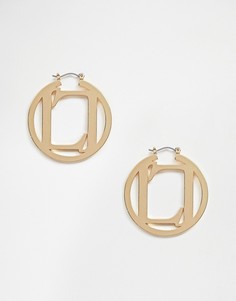 Золотистые серьги-кольца с логотипом Lipsy - Золотой