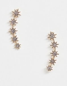 Серебристые серьги с дизайном в виде звезд с камнями Lipsy - Серебряный