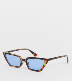Солнцезащитные очки кошачий глаз в черепаховой оправе с голубыми стеклами Glamorous - Коричневый