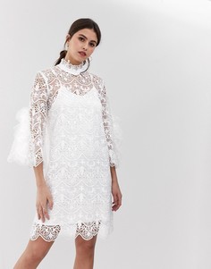 Кружевное платье с высоким воротом Y.A.S Bridal - Белый