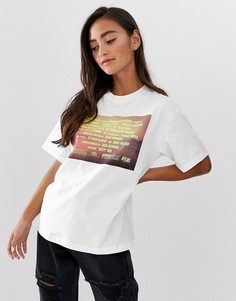 Белая футболка с принтом с надписью Pull&Bear - Белый
