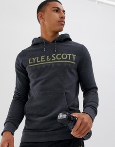 Черный меланжевый худи с большим логотипом Lyle & Scott Fitness - Черный