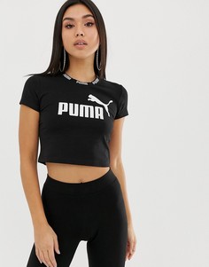 Черный кроп-топ с лентой Puma Amplified - Черный