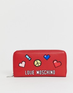 Кошелек на молнии с принтом Love Moschino - Красный