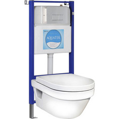 Комплект Gustavsberg Hygienic Flush WWS унитаз подвесной, инсталляция Акватек Slim Set, с сиденьем, клавиша хром (5G84HR01+10.705.51C.021.8)