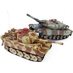Радиоуправляемый танковый бой Huan Qi Tiger vs Abrams масштаб 1:24 27Mhz vs 40Mhz- HQ558N