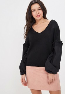 Пуловер LOST INK V NECK WOVEN SLEEVE JUMPER