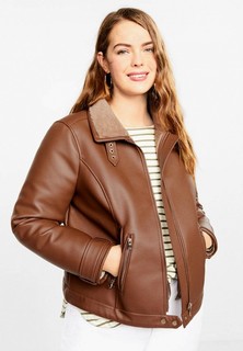 Куртка кожаная Violeta by Mango - BROWN