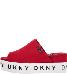 Красные текстильные сабо на платформе Dkny