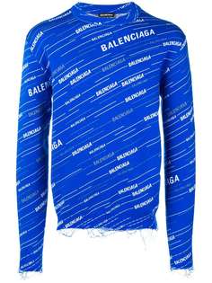 Balenciaga толстовка с эффектом потертости и логотипом