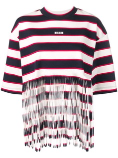 MSGM striped fringed T-shirt