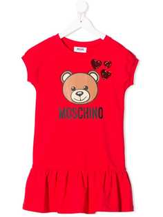 Moschino Kids платье-футболка с принтом медведя