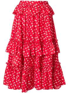 Alexa Chung ruffled floral midi skirt