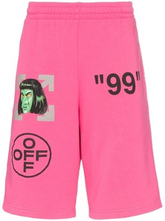 Off-White graphic print cotton track shorts