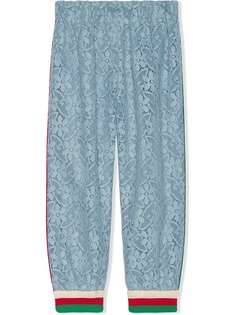 Gucci Kids спортивные брюки с цветочным кружевом