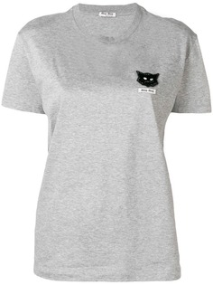 Miu Miu футболка с нашивкой в виде кошки