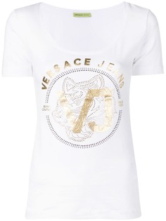 Versace Jeans футболка с логотипом и кристаллами