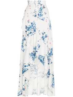 Off-White юбка макси с оборками и цветочным принтом