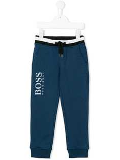 Boss Kids спортивные брюки с принтом логотипа