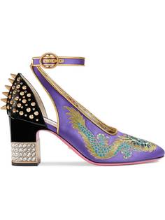 Gucci атласные туфли-лодочки Dragon