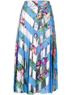 Gucci юбка в полоску с цветочным принтом