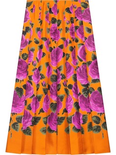Gucci юбка миди с принтом Rose Garden