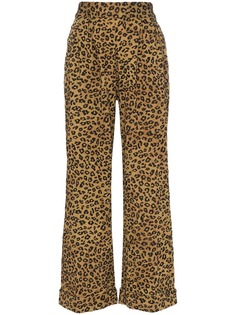 Mara Hoffman Caressa leopard print high waisted wide leg trousers
