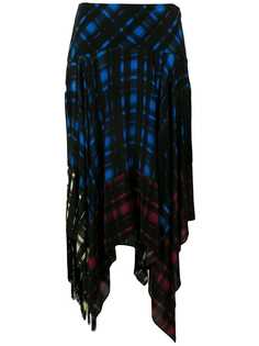 Preen Line asymmetric checked skirt