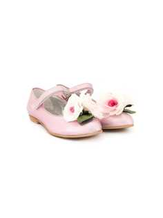 Monnalisa metallic floral appliqué pumps