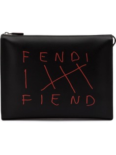Fendi logo embroidered clutch